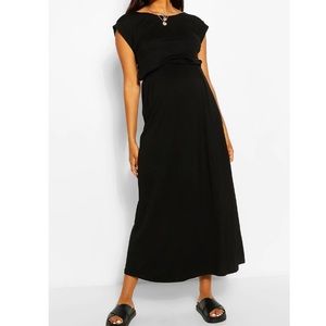 Boohoo maternity black dress